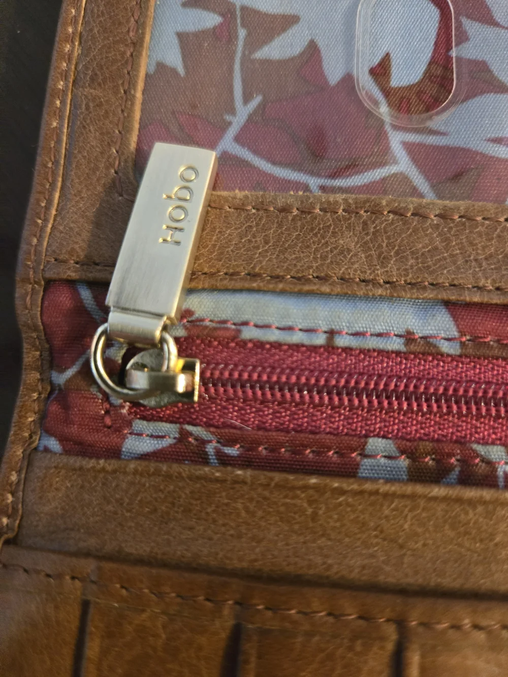 HOBO Brown Leather Kiss-Lock Clutch with Gold Hardware